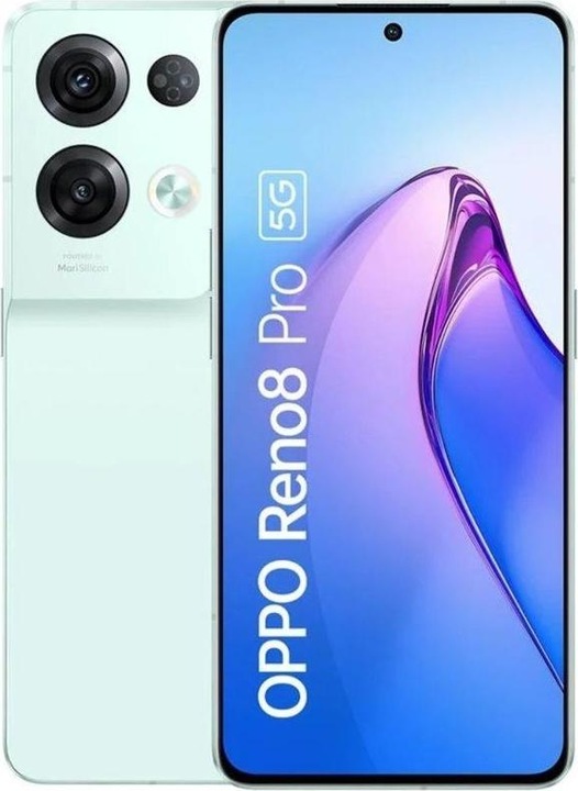 Actual product image OPPO Reno 8 Pro (256 GB, Glazed Green, 6.70", Dual SIM, 50 Mpx, 5G)