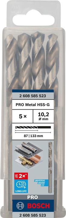 Image du produit Bosch Professional Zubehör Foret hélicoïdal PRO Metal HSS-G, 10,2 x 87 x 133 mm (10,2 mm)