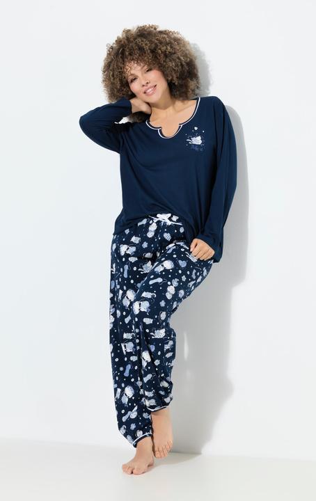 Produktbild Ulla Popken Pyjama, Katzen, Tunika-Ausschnitt, Langarm (54)