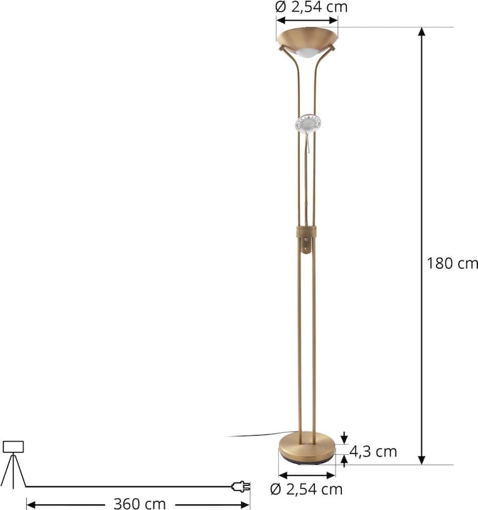 Produktbild Lindby Josefin LED-Deckenfluter, Leselicht, bronze (2510 lm)