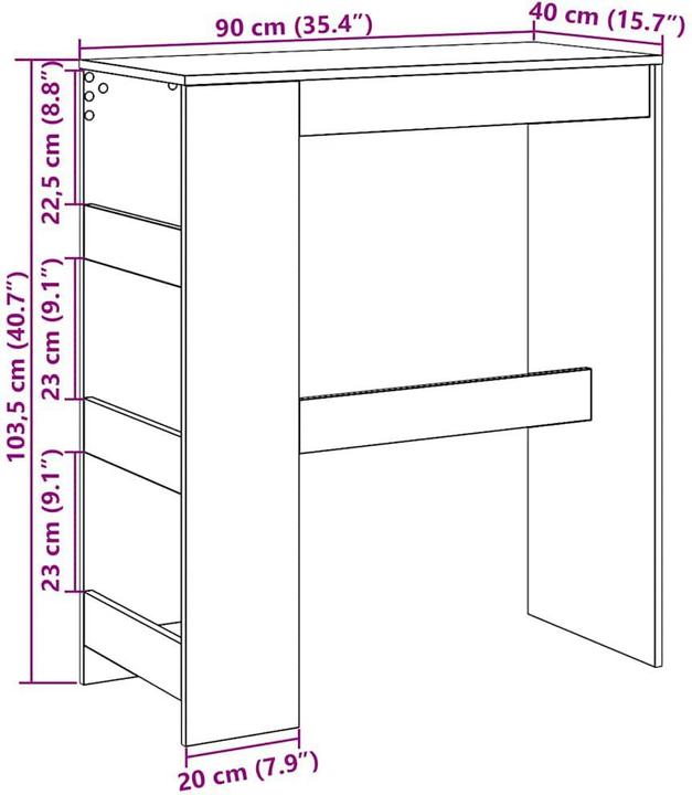 Produktbild vidaXL Bartisch (90 x 40 x 103.50 cm)