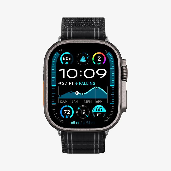 Actual product image Spigen WBF0 Apple Watch (44/45mm) / Watch 10/11 (46mm) / Ultra (49mm) Band Black (Fabric, Nylon, Plastic, Stainless steel)