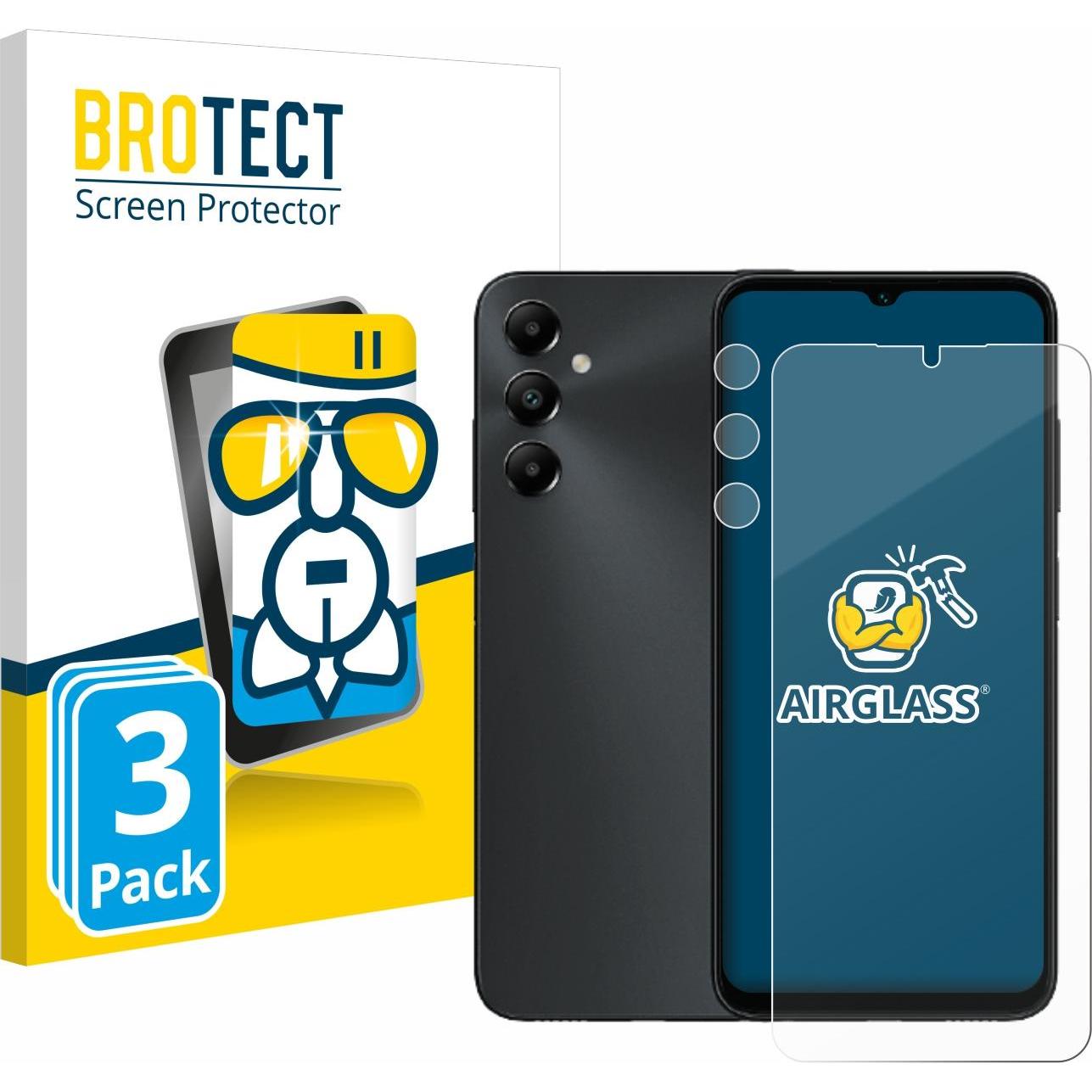 BROTECT AirGlass Panzerglasfolie (3 Stück, Samsung Galaxy A05s), Smartphone Schutzfolie, Transparent