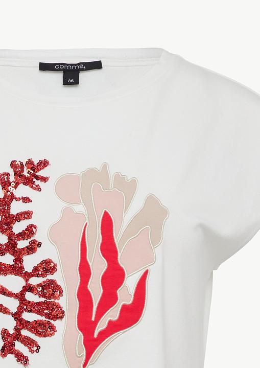 Actual product image Comma T-Shirt Jersey-T-Shirt mit Pailletten und Artwork (44)