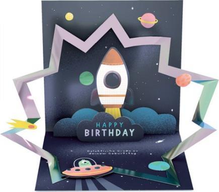 Image du produit Pop-Up Karte - Geburtstagsgrüsse Rakete