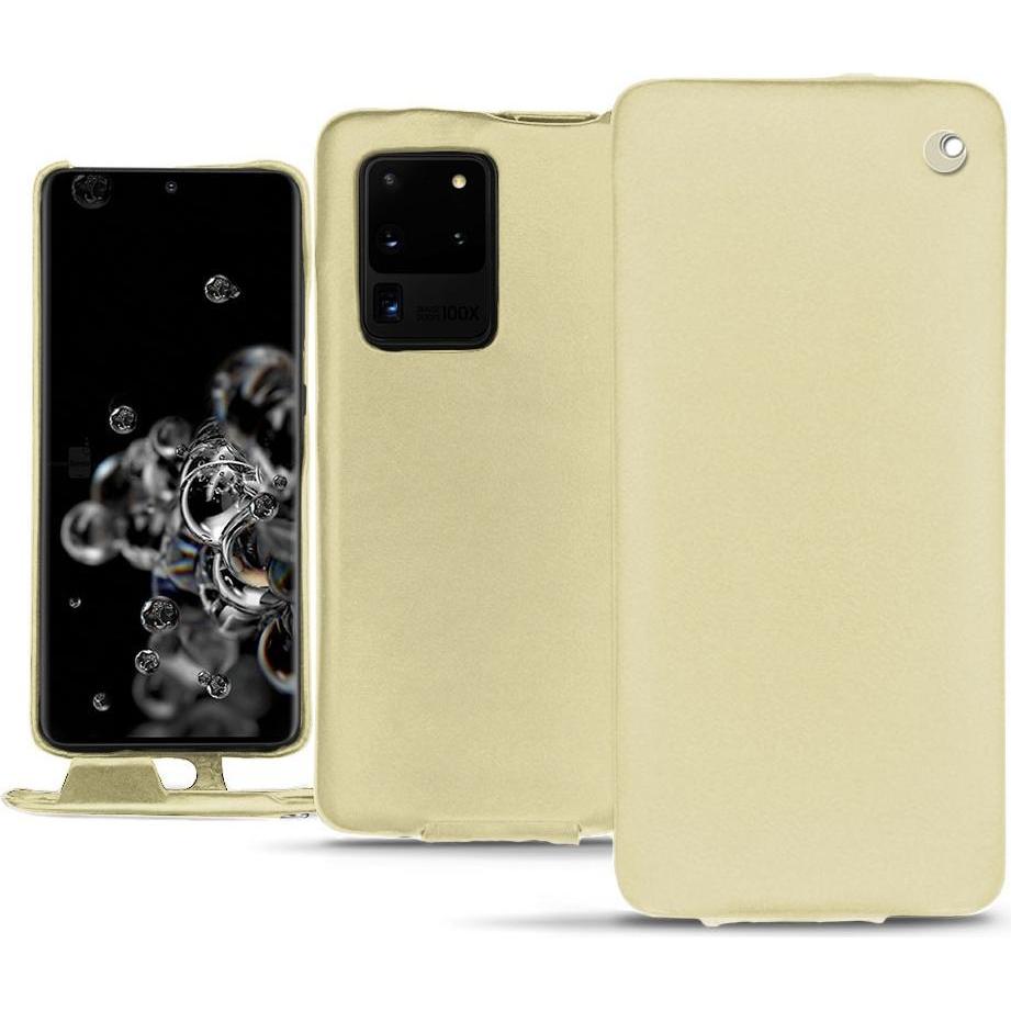 Noreve Lederschutzhülle vertikal (Samsung Galaxy S20 Ultra 5G), Smartphone Hülle, Beige