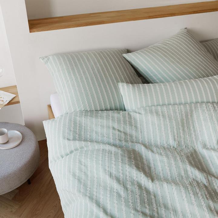 Immagine prodotto Elegante Web-Seersucker Bettwäsche Sandvig salbei (Set di biancheria da letto, 135x200 cm + 80x80 cm)