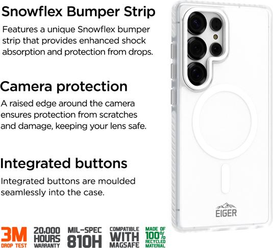 Produktbild Eiger 3m Ultra-Protection Magsafe-Case GRS Blizzard Magsafe Case GRS White (Samsung Galaxy S25 Ultra)