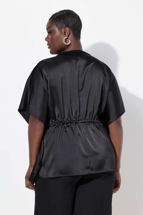 Produktbild Ulla Popken Shirtbluse, oversized, Wasserfall-Ausschnitt, Halbarm (58)