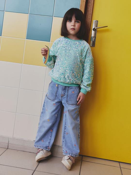 Actual product image Vertbaudet Weite Mädchen Jeans mit Stickereien (158)