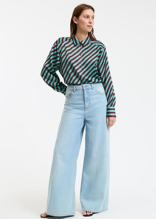 Produktbild La Redoute Collections Gestreifte Satinbluse mit langen Ärmeln (XXL)