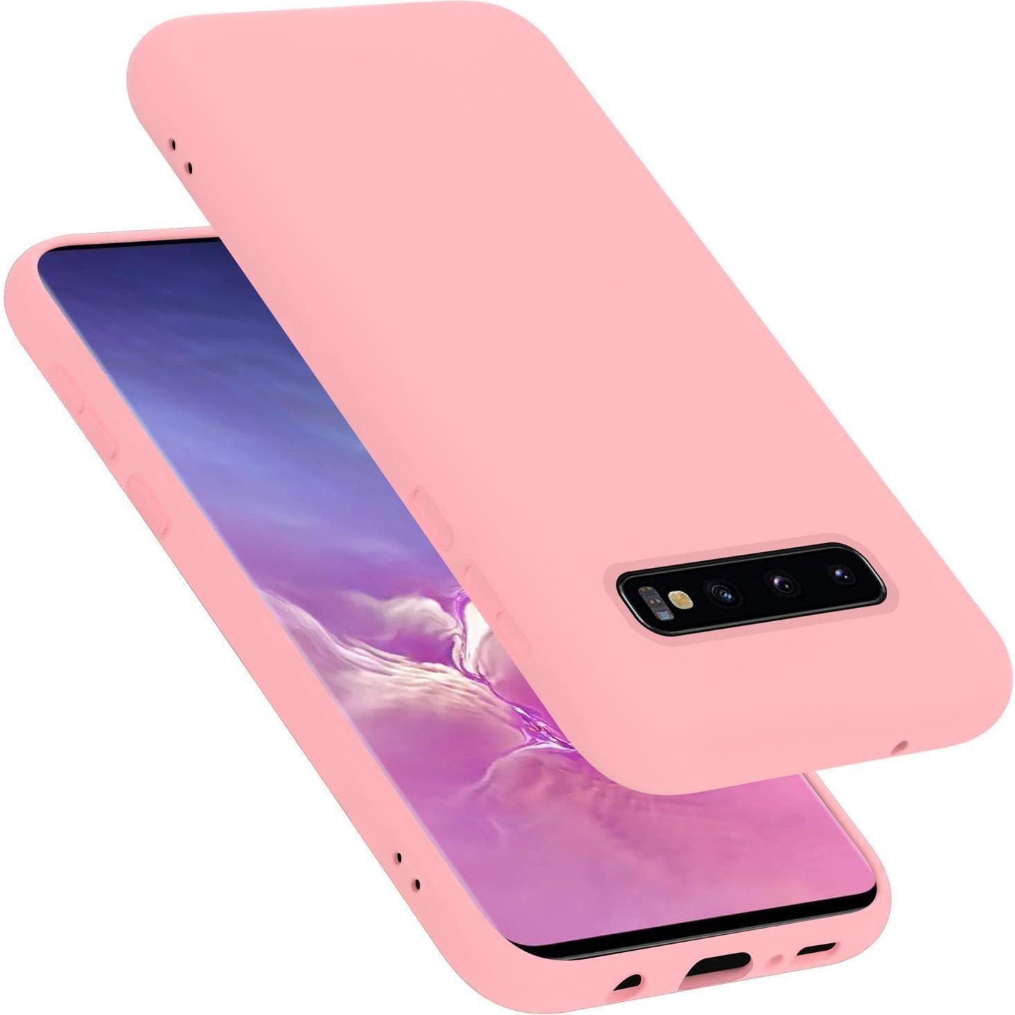 Cadorabo TPU Liquid Silicone Case Cover (Samsung Galaxy S10+), Smartphone Hülle, Rosa