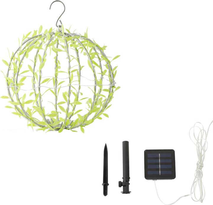 Ideoon 4er-Set Solar Leuchtkugel im Blätterdesign - Ø20cm Gartenkugel mit 72 warmweissen LEDs - IP44 (IP44)