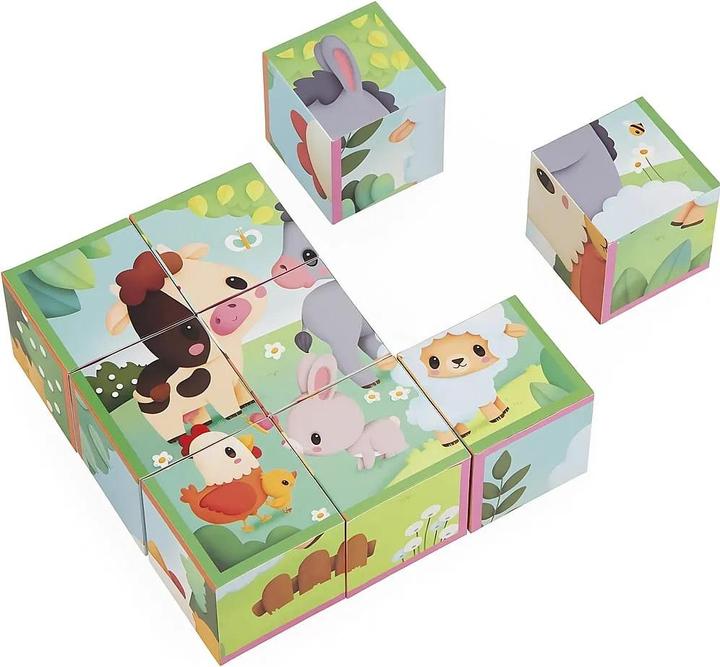 Image du produit Janod Ferme cubes animaux (9 pièces)