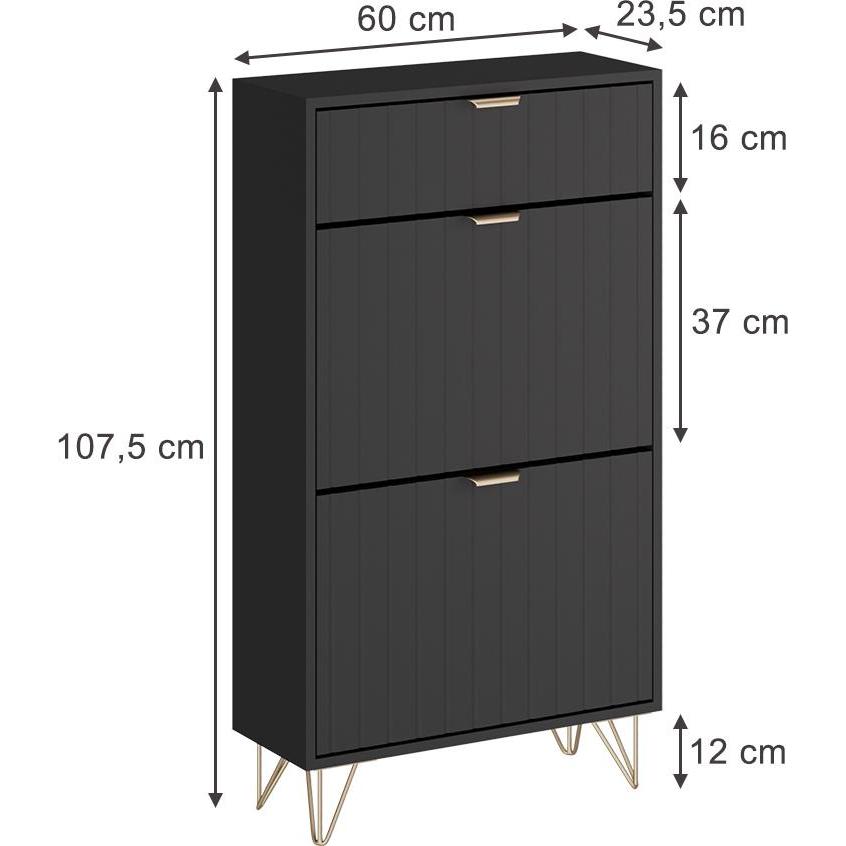 Thumbnail - Vichy, Schuhschrank, Schuhschrank Helge, Schwarz, 60 x 107.5 cm 2 Fächer