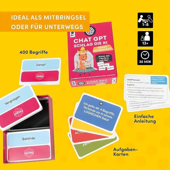 Produktbild ChatGPT – Schlag die KI. Krass kombiniert! Wer schreibt aus vier Worten die beste Story? (Deutsch, 1 - 8 Spieler)