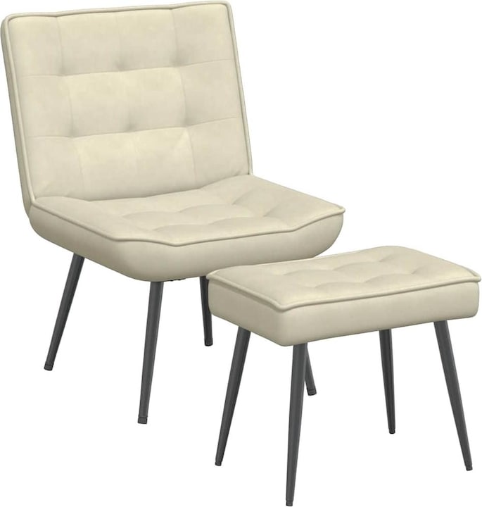 Immagine prodotto VidaXL Poltrona relax con sgabello poltrona in velluto crema poltrona con sgabello