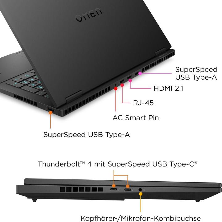 Image du produit HP OMEN 16-wf1177ng 16.1" QHD IPS 240Hz, Intel Core i7-14700HX, 32GB RAM, 1TB SSD, RTX 4070, FreeDOS (16.10", 1000 Go, 32 Go, DE, Intel Core i7-14700HX)