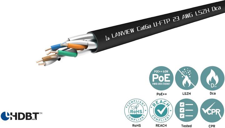 Produktbild Lanview Cat6a U-FTP 4x2xAWG23 LSZH (U/FTP, CAT6a, 305 m)