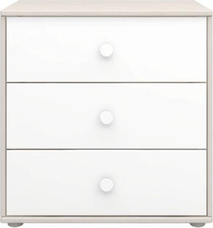 Image du produit Flexa Classic Commode 3S Gris Transparent / Blanc / Boutons Blancs (72 x 44.50 x 74.50 cm)