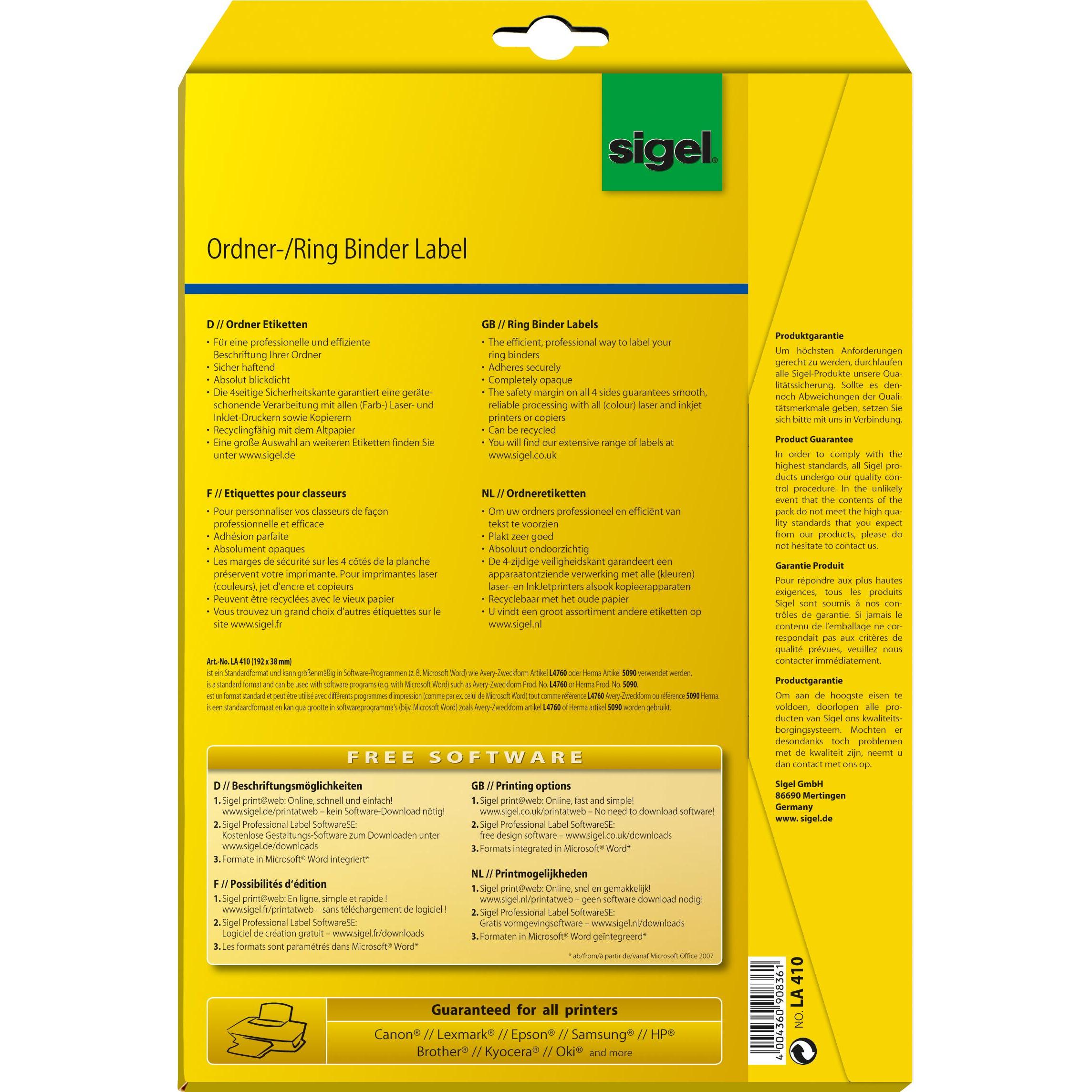 Thumbnail - Sigel, Ordner Zubehör, Ordner-Etiketten