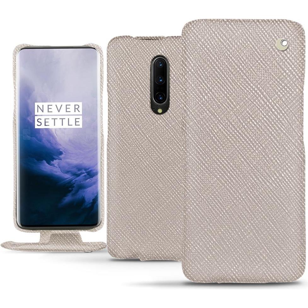 Noreve Lederschutzhülle vertikal (OnePlus 7 Pro), Smartphone Hülle, Beige