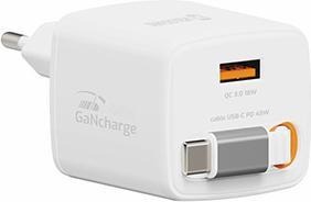 Produktbild Swissten Netzadapter SlideCHARGE GaN 45W, 1 Anschluss, MIT EINZIEHBAREM USB-C-KABEL (45 W, 1 Port)