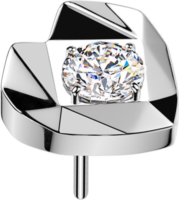 Actual product image Star Piercing Threadless facettiertes Herz silber Kristall silber (without brass, Titanium)