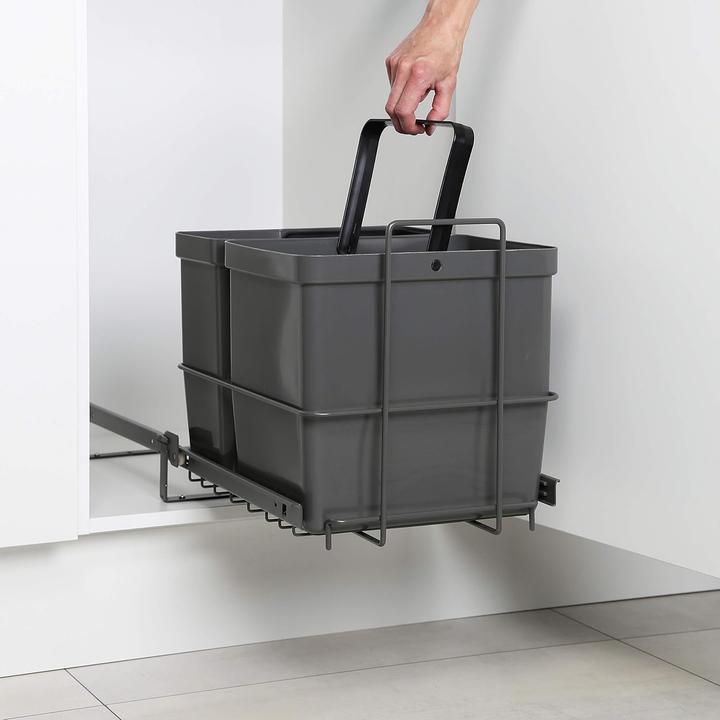 Actual product image Lanka Ja Muovi Ausziehbarer Einbau-Mülleimer mit 2 Abfalleimer (27 l)