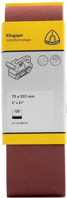 Actual product image Klingspor LS 309 XH retail pack - wood working belts 75 x 533 mm (80)