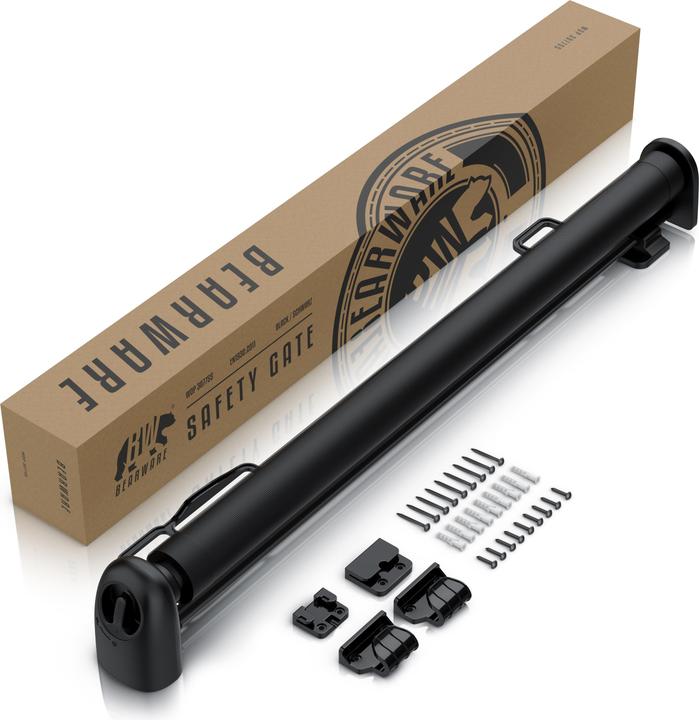 Actual product image Bearware Baby Sicherheitsgitter, Einhandbedienung, geeignet für Treppen, Türen, ausziehbar, 180cm, schwarz