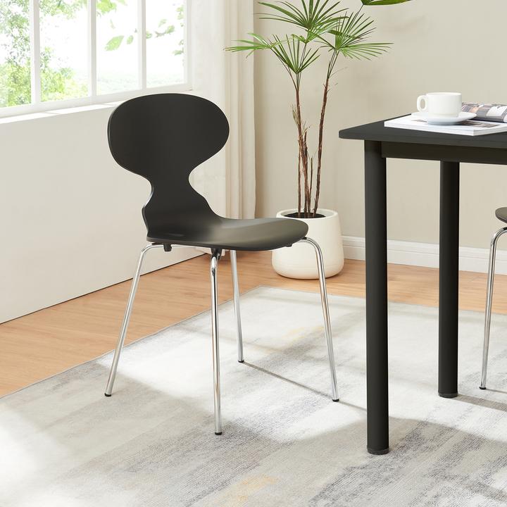 Actual product image En.Casa Esszimmerstuhl Kil 4er Set Schwarz/Chromfarben