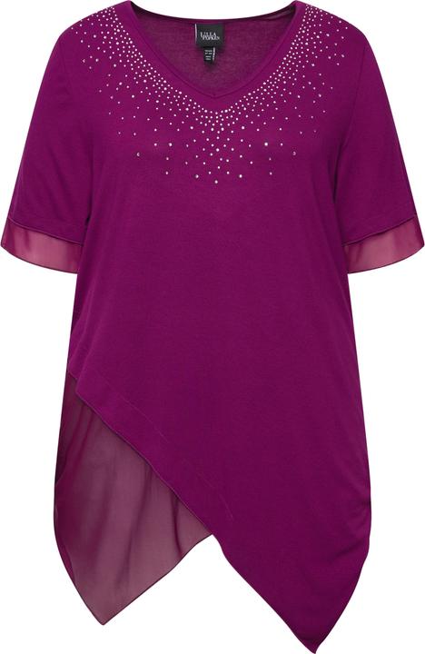 Produktbild Ulla Popken Bluse, Layering-Look, Mesh/Jersey, Zipfelsaum (46, 48)