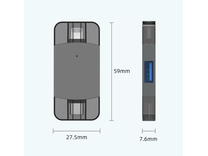 Immagine prodotto PowerGuard Adattatore 2-in-1 OTG USB-C Lightning a doppio USB 3.0 (USB tipo C, Lightning)