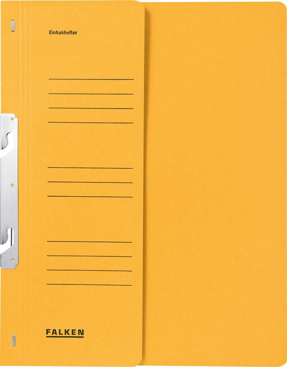 Produktbild Falken Einhakhefter A4 1/2 Vorderdeckel beh. gelb, Manilakarton, 250 g/qm (A4, 50x)
