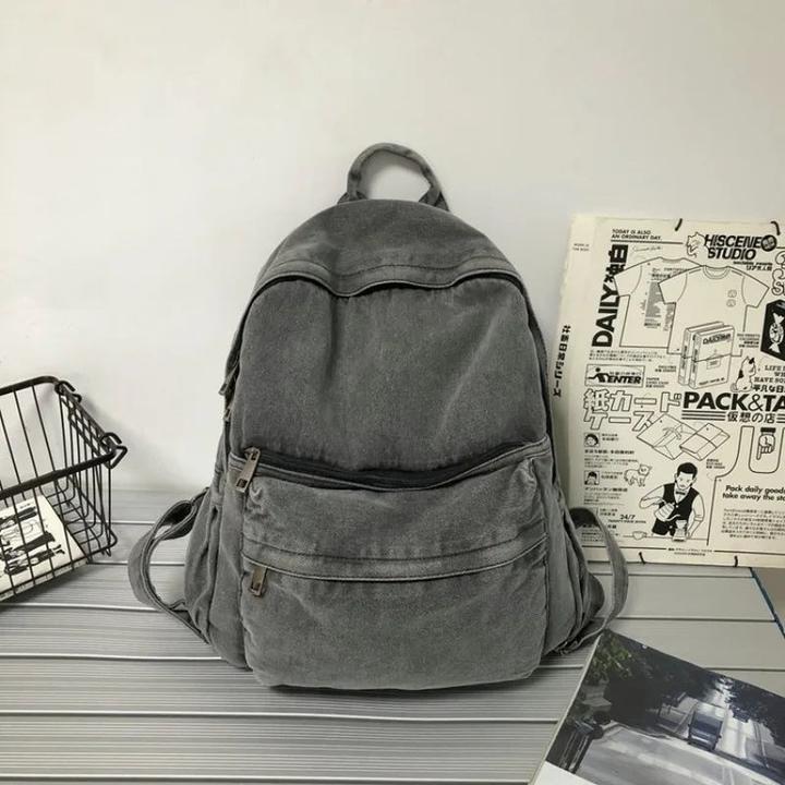 Actual product image Only-Bags.Store Denim-Rucksack, Gewaschener Damenrucksack, Schultaschen, Studententasche