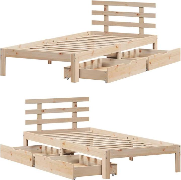 Produktbild vidaXL Bett mit Schubladen Kiefer (75 x 190 cm)
