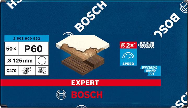 Productafbeelding Bosch Professional Zubehör Expert C470 Schuurpapier zonder gaten voor haakse slijpmachines en boren, 125 mm, G 60, 50 st. (60)