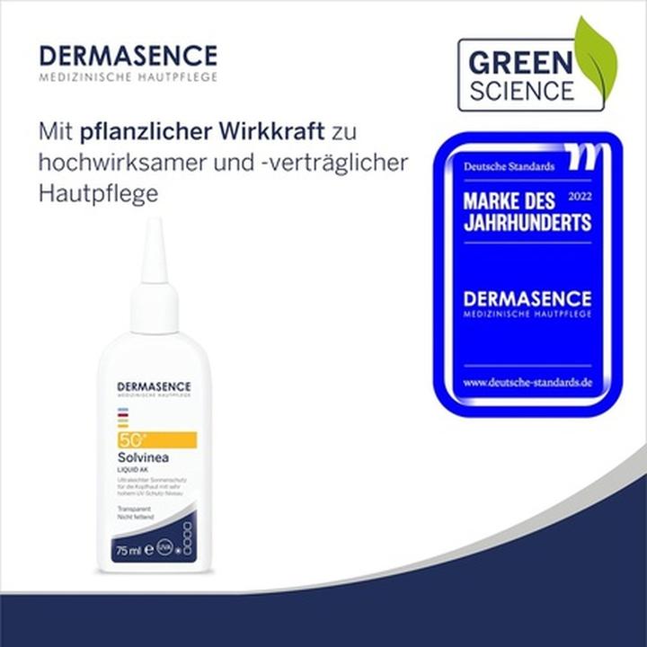 Actual product image Dermasence Solvinea Liquid AK SPF50+ 75 ml (Sun cream face, SPF 50+, 75 ml)