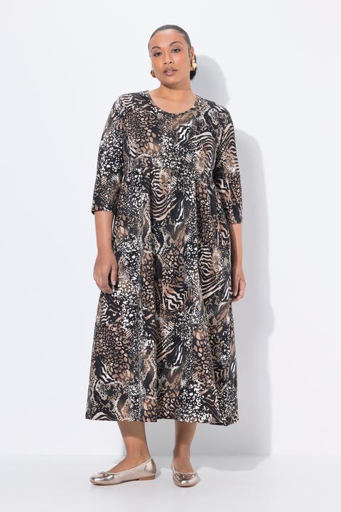 Actual product image Ulla Popken Animal Print Empire Knit A-Line Pocket Dress (54)