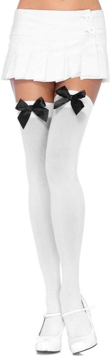 Produktbild Leg Avenue Halterlose Strümpfe mit Schleife weiss-schwarz (One Size)