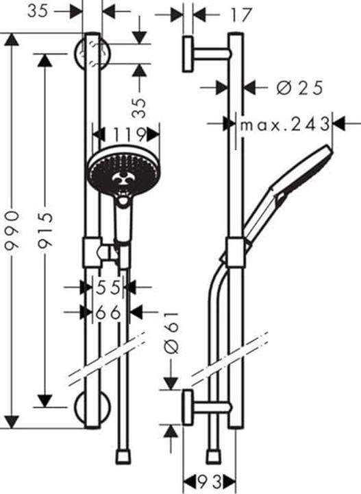 Actual product image hansgrohe HG shower set RAINDANCE SELECT S 120 Bsta Unica Comfort 900mm white/chrome (3 Beam types, 16 l/min)
