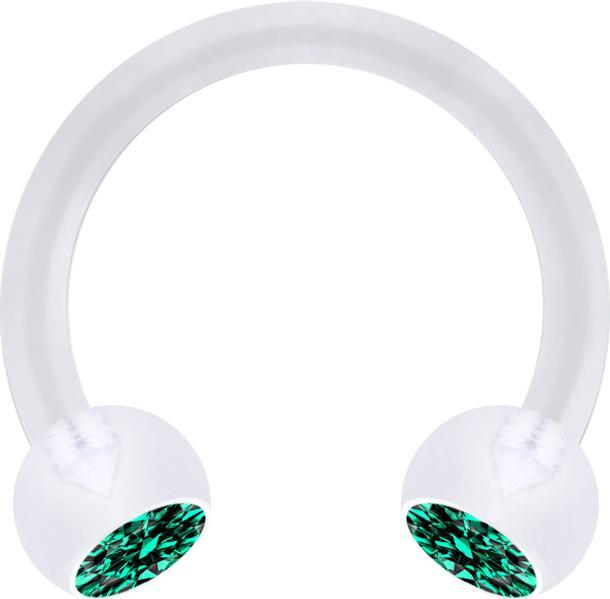 Produktbild Star Piercing Micro Circular Barbell transparent mit zwei Kugeln Kristall türkis (ohne Messing, Kunststoff)