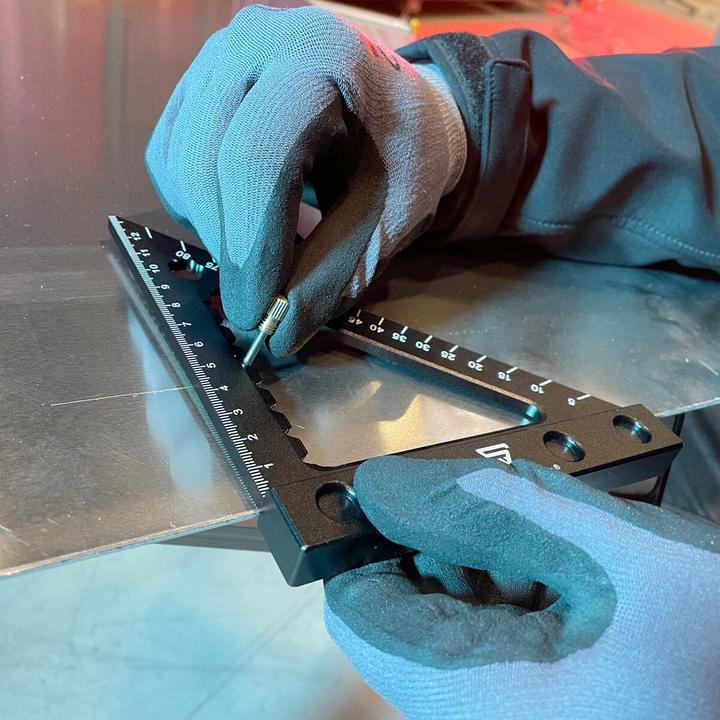 Actual product image Stahlwerk Angle triangle with stop and marking needle Aluminium