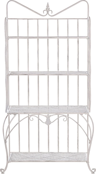 Actual product image Beliani Garden Shelf beige metal 4 shelves foldable PAVONA
