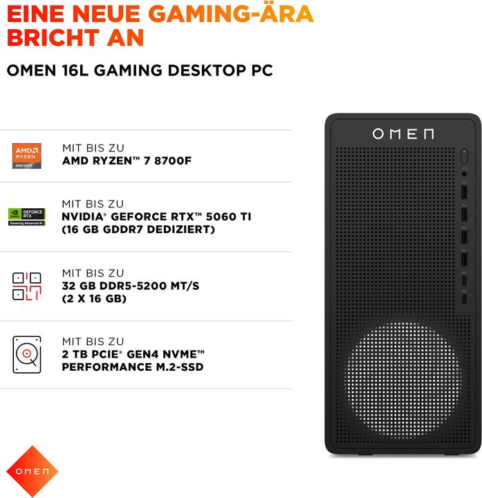 Produktbild HP Omen 16L TG03-0273ng (1000 GB, 32 GB, AMD Ryzen 7 8700F)