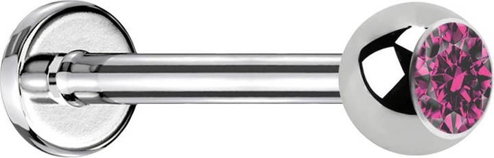 Produktbild Star Piercing Micro Labret silber mit Kugel Kristall pink (ohne Messing, Chirurgenstahl 316L)