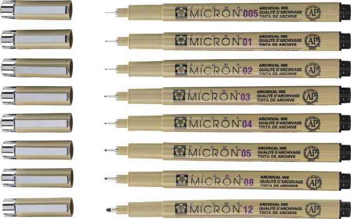 Actual product image Sakura Fibre pen Pigma Micron (Black, 3 x)