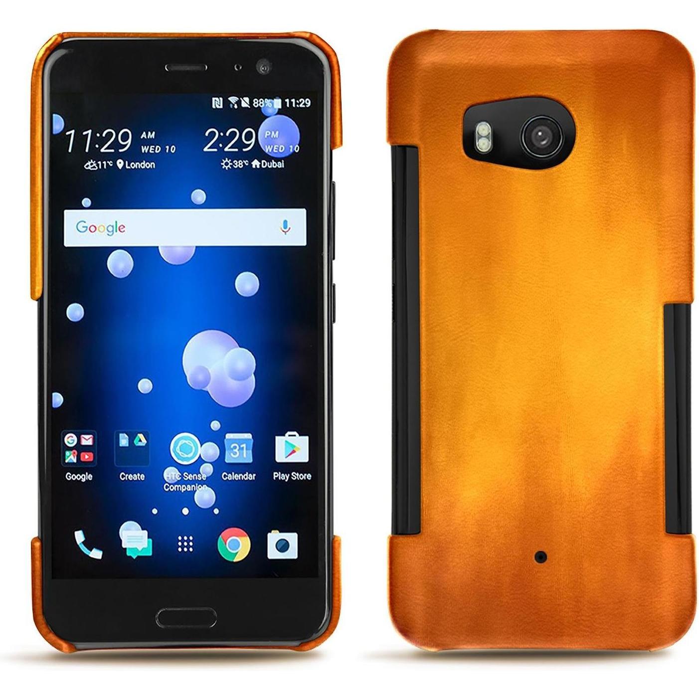 Thumbnail - Noreve Lederschutzhülle (HTC U11), Smartphone Hülle, Orange