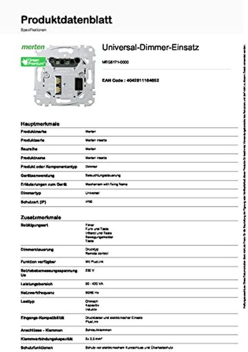 Image du produit Merten Insert de variateur universel